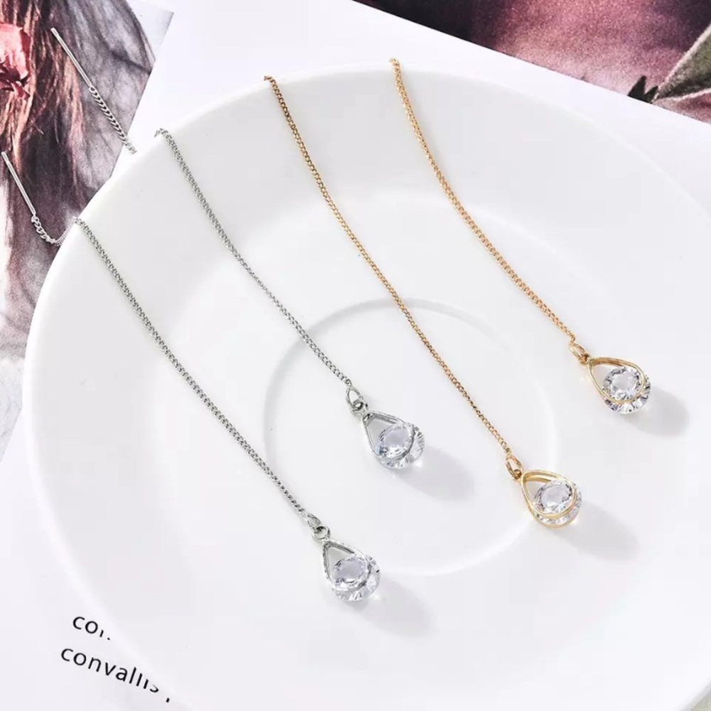 New 18k gold plated diamond stone earrings - Picture 3 of 6